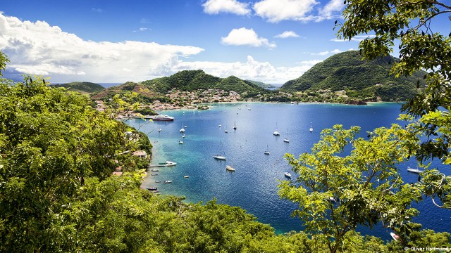 Town and bay of Terre-de-Haut, capital of Les Saintes islands, Guadeloupe archipelago, Caribbean Sea